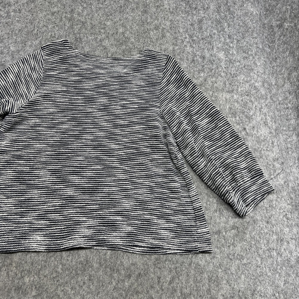 J Jill Sweater Womens Petite Large Blue Stripe Knit Crewneck Pullover Top Preppy - Picture 12 of 15